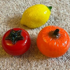 Blown‎ Glass Decorative Fruit Lot of 3 Murano Style